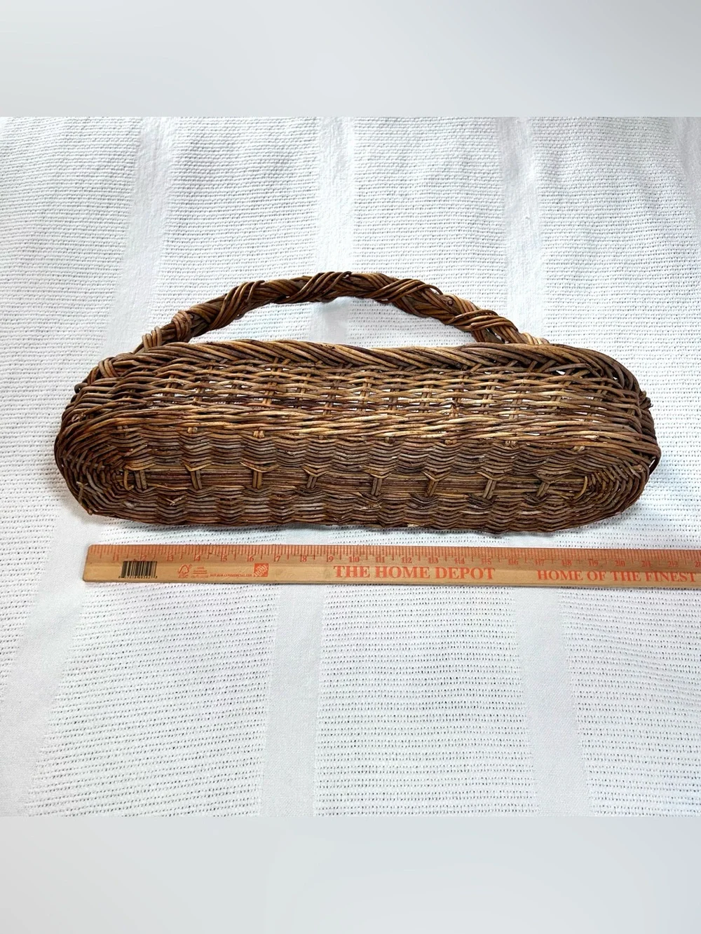 Rectangular Twig and Wicker Gathering Basket Large 21”x8”X12” Brown Vintage